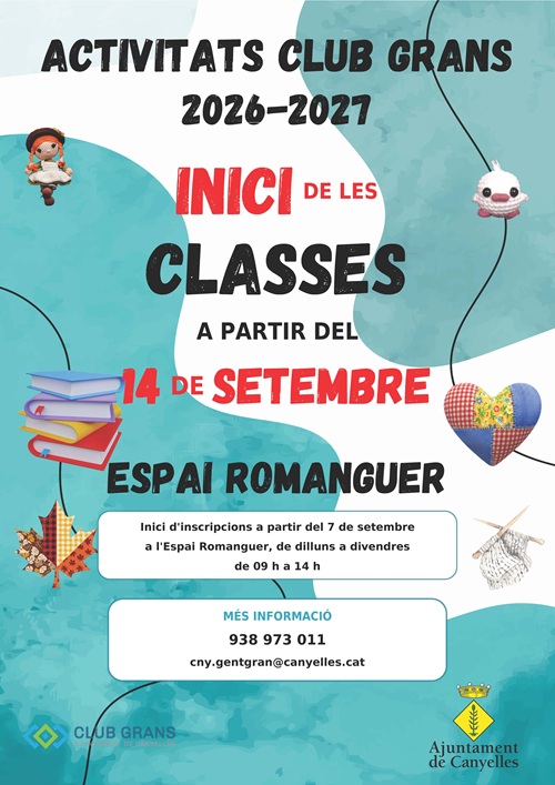 2026 09 03 Cartell inici classes clubgrans 14 setembre